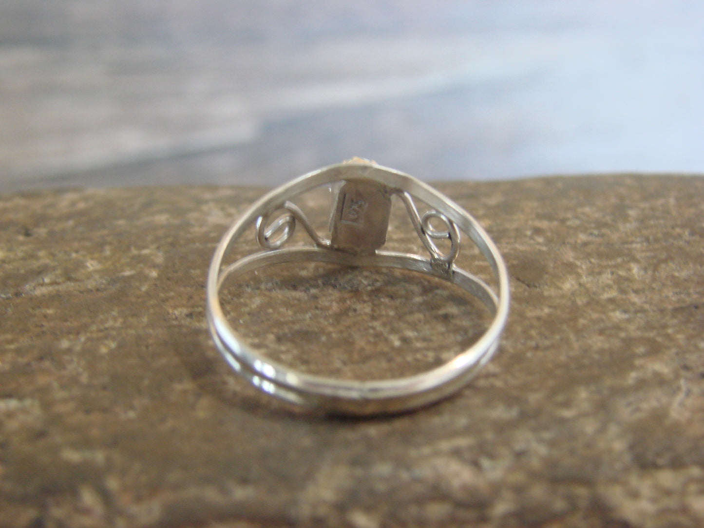 Native American Sterling Silver & White Opal Ring Size 4 by Lincoln
