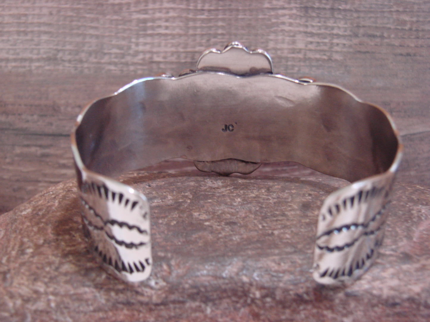 Native American Nickel Silver & Turquoise Bracelet by Cleveland