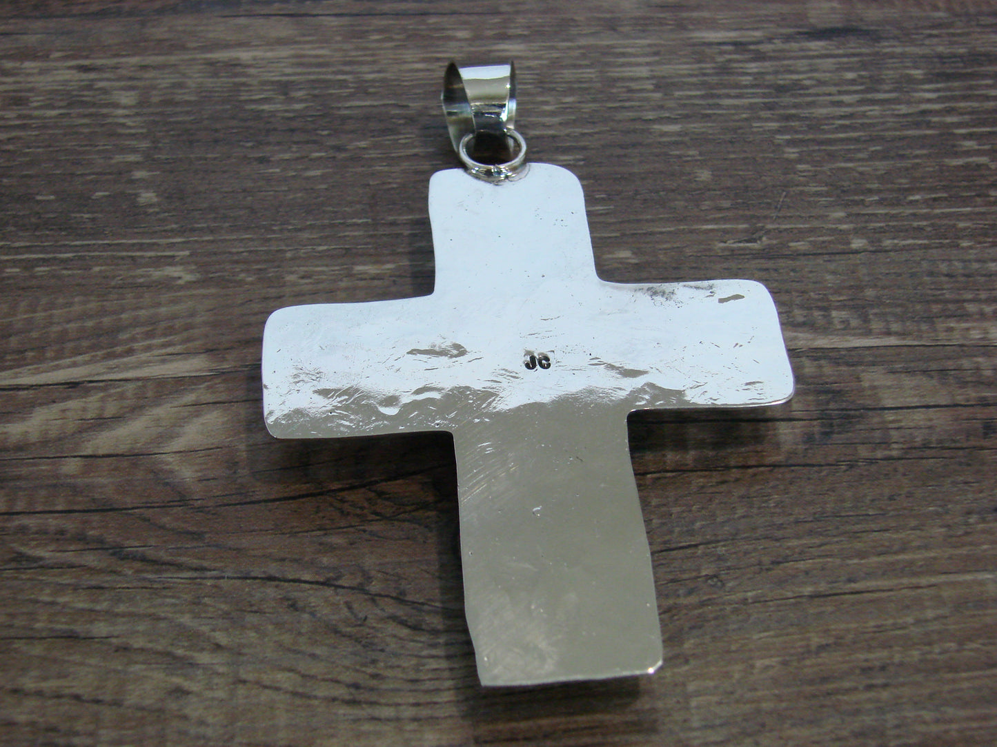 Large Native American Nickel Silver & Turquoise Cross Pendant - Cleveland