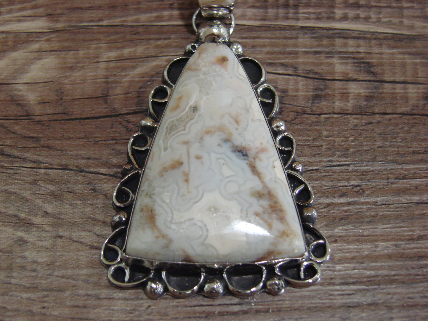 Large Navajo Indian Nickel Silver & Jasper Pendant by Cleveland