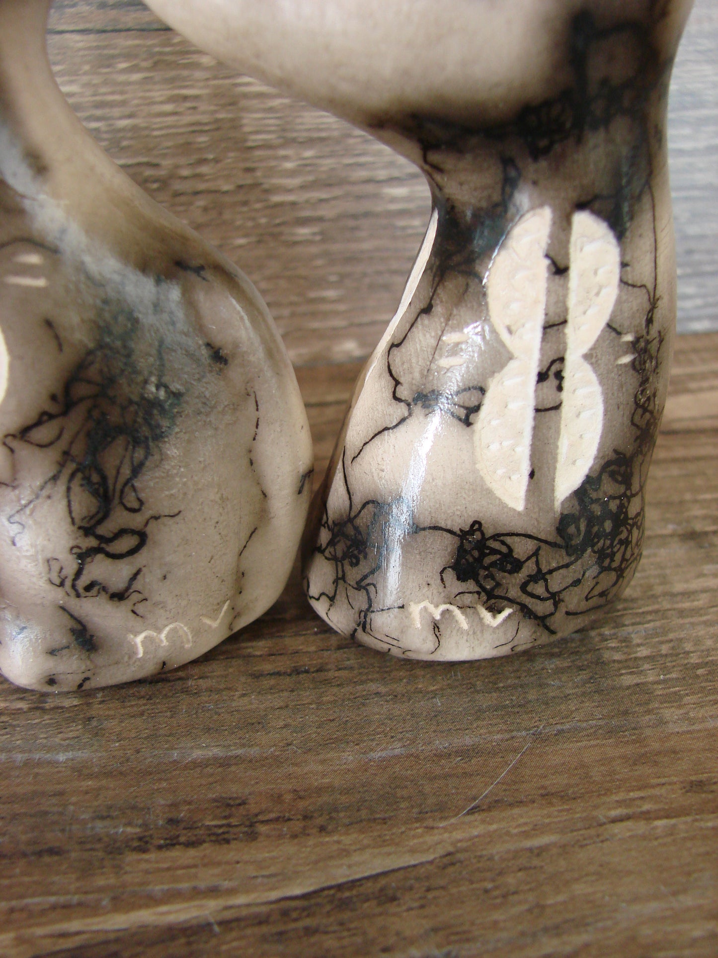 Native American Horse Hair Cat Pottery Set by Vail