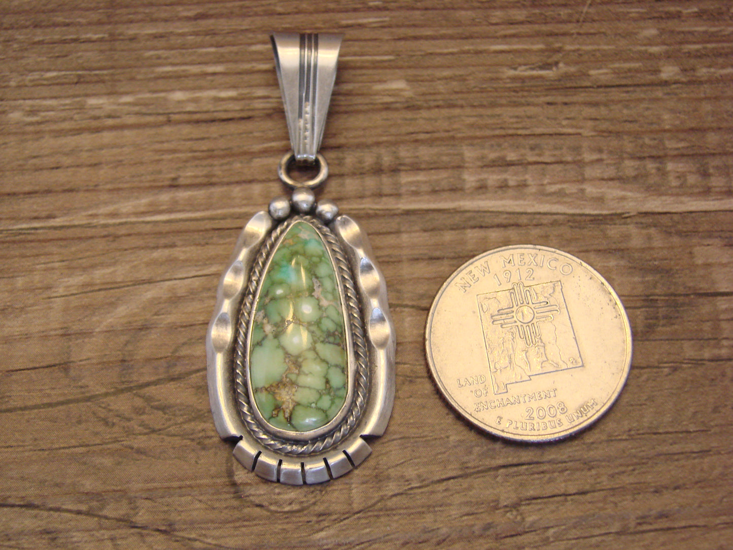 Native American Sterling Silver & Turquoise Pendant by Yellowhair