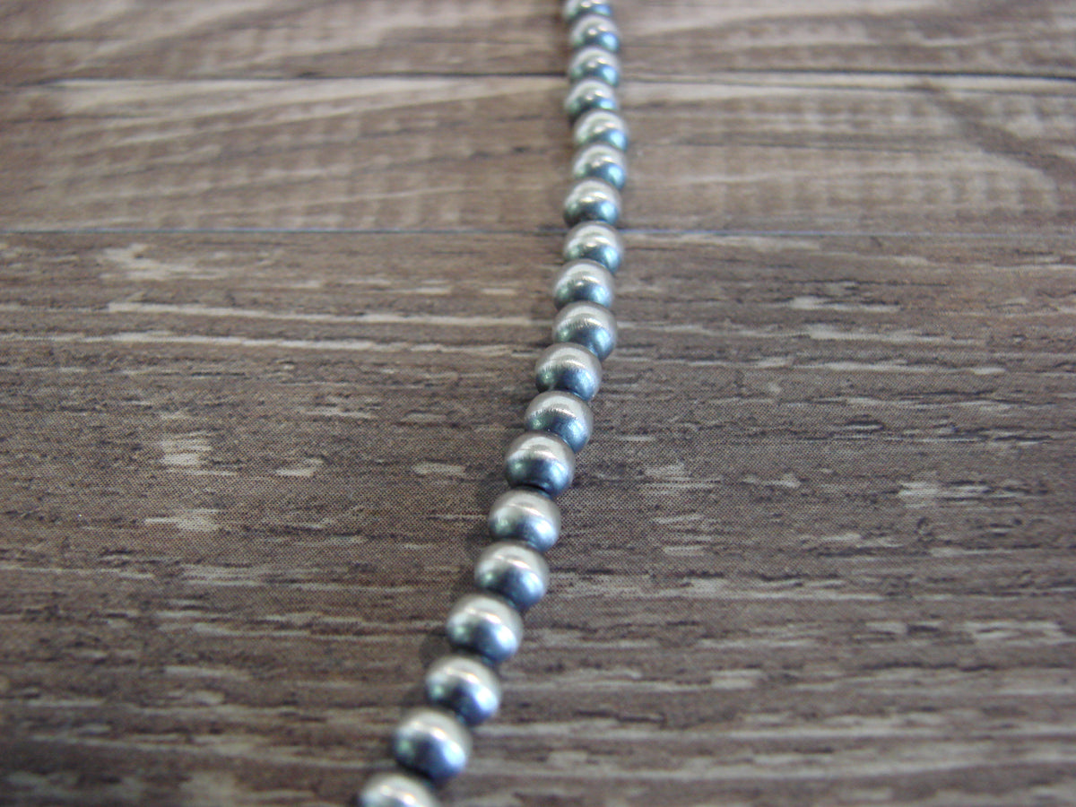 Native American Sterling Silver 4mm Navajo Pearl 22" Necklace Mariano