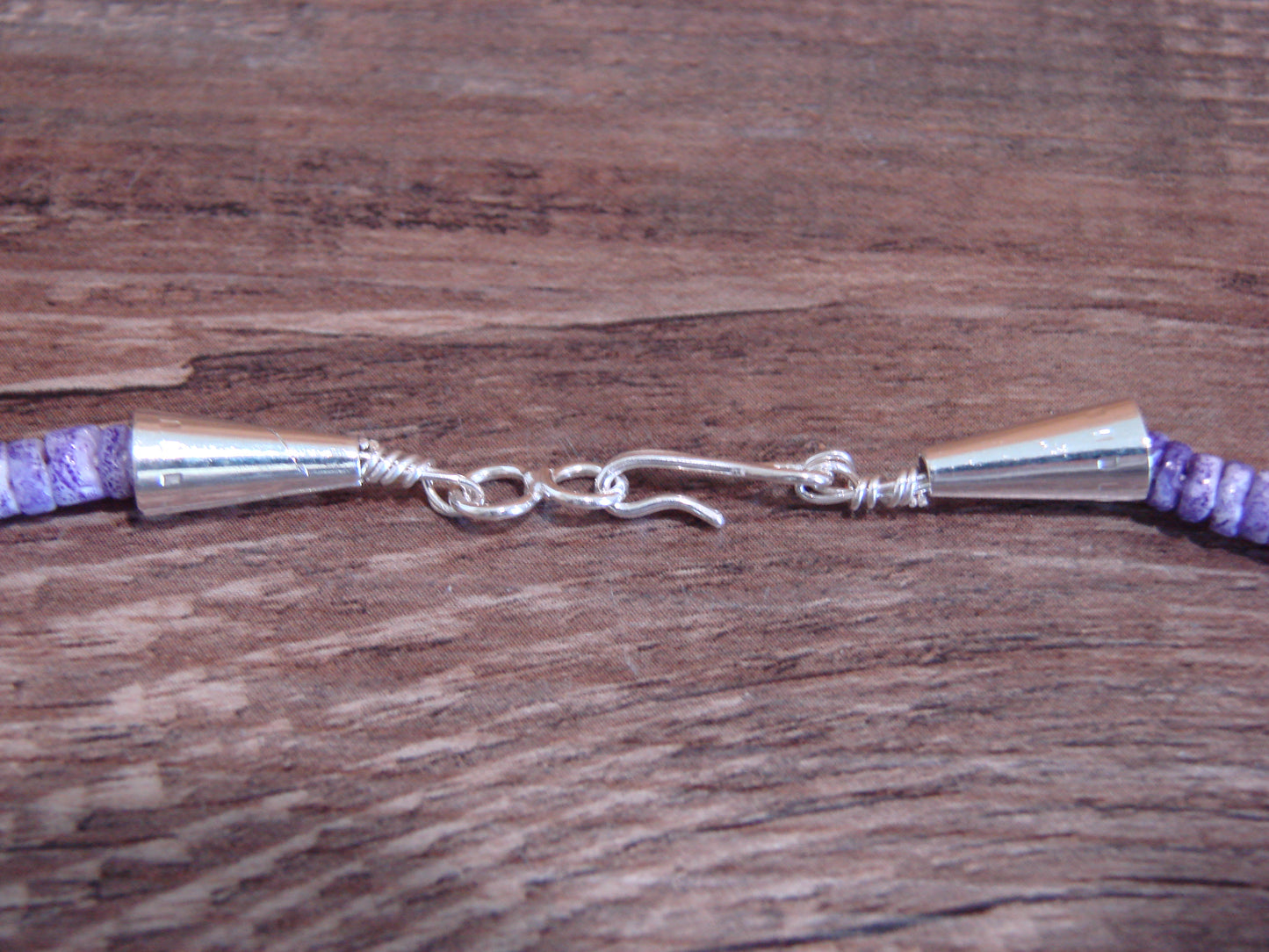 Hand Carved Bronze Purple Turquoise Aggregate  Hummingbird Fetish Necklace - Mitchell