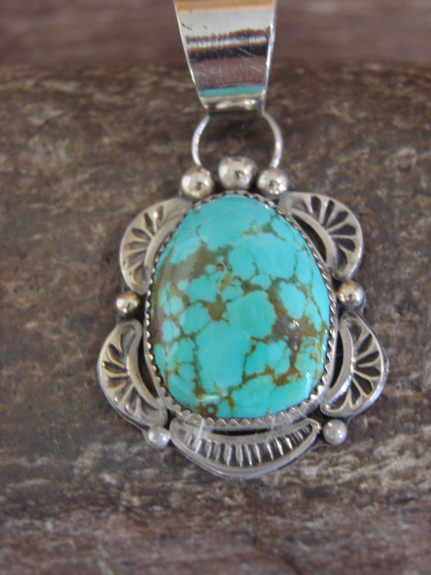 Native American Sterling Silver & Turquoise Pendant - Cleveland