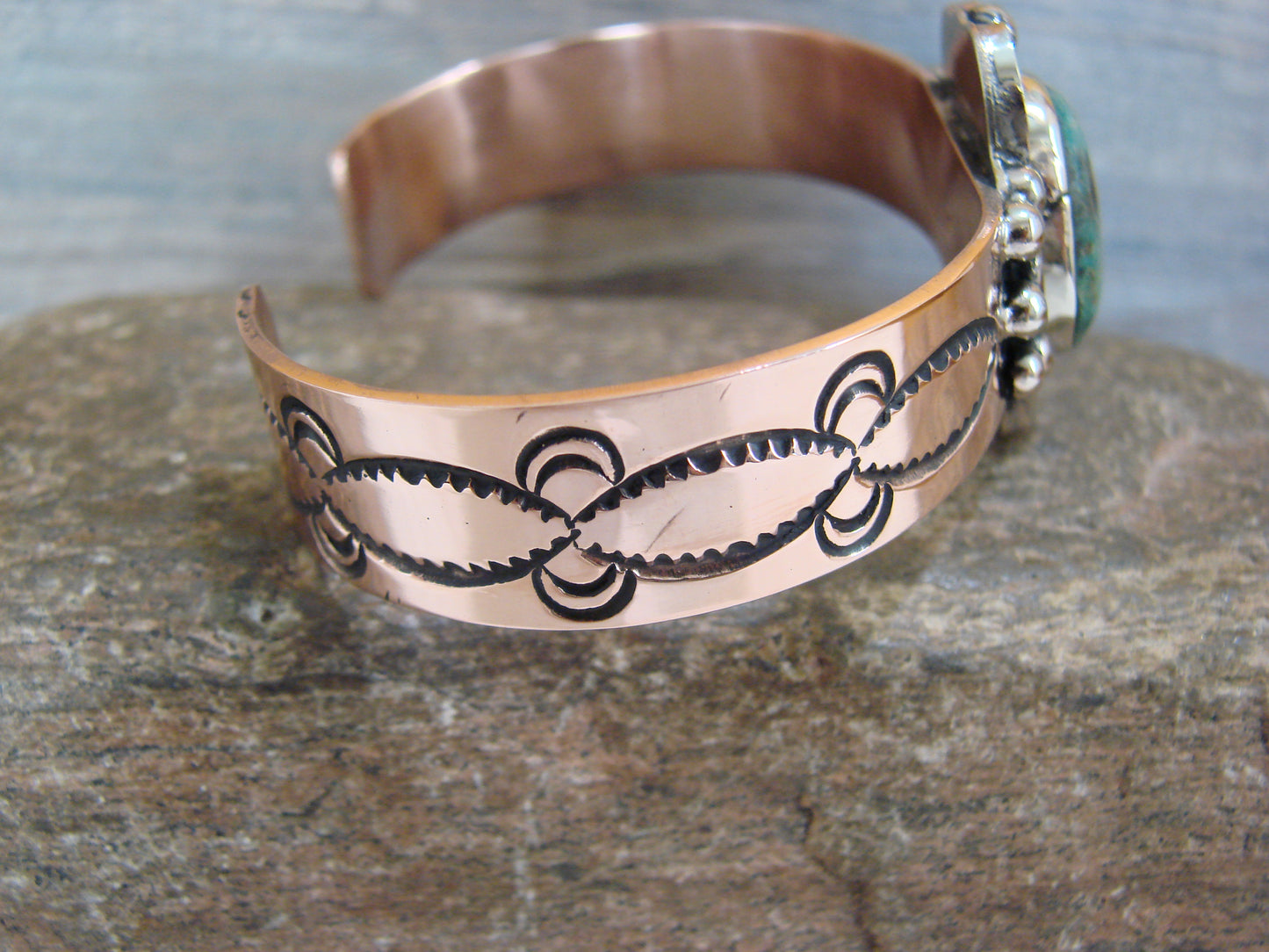 Native American Copper & Turquoise Bracelet by Cleveland