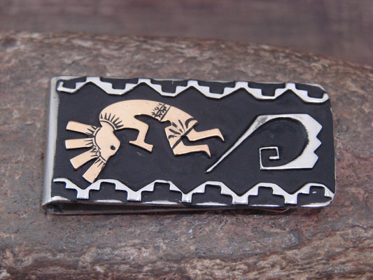 Native American Sterling Silver & 12 kt Gold Fill Kokopelli Money Clip by Singer