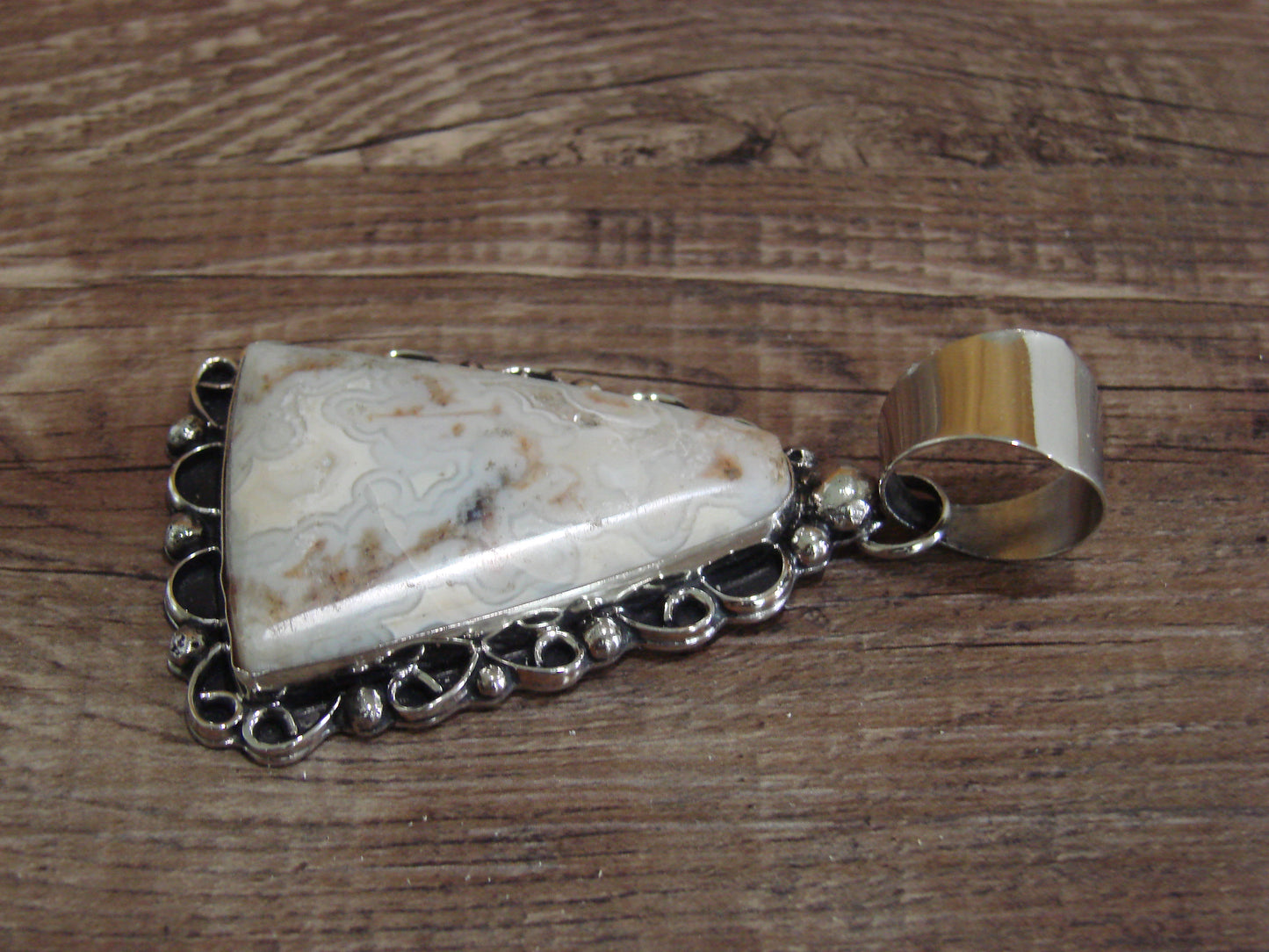 Large Navajo Indian Nickel Silver & Jasper Pendant by Cleveland