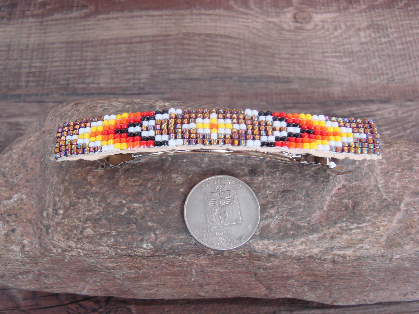 Native American Hand Beaded Hair Barrette by Cleveland