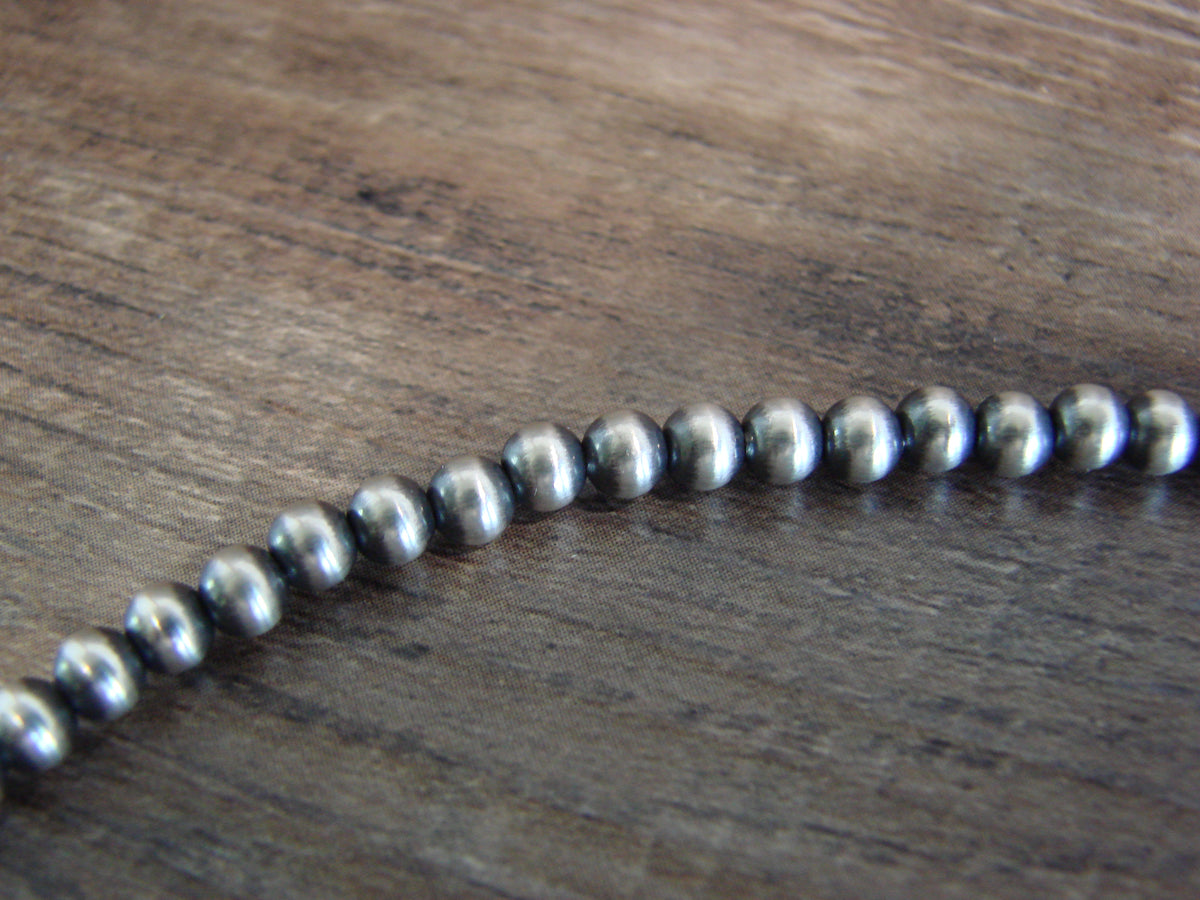 Native American Sterling Silver 4mm Navajo Pearl 22" Necklace Mariano