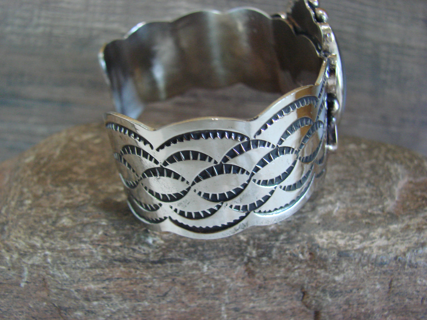 Navajo Indian Nickel Silver & Hematite Bracelet by Cleveland