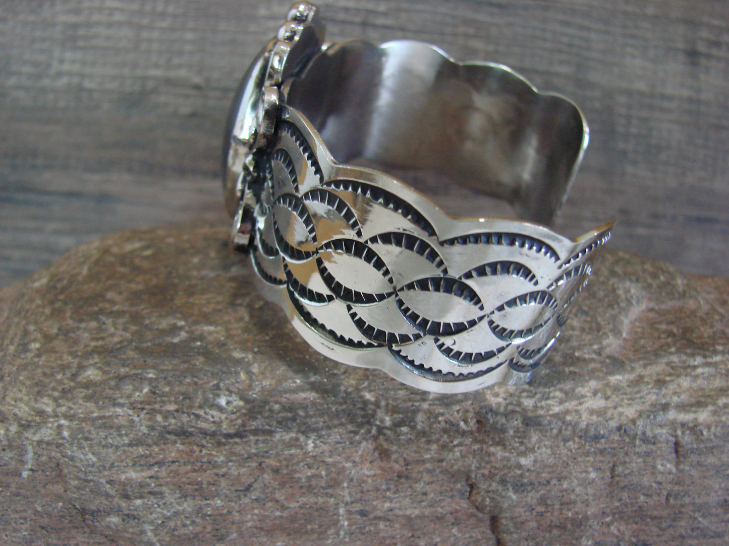 Navajo Indian Nickel Silver & Hematite Bracelet by Cleveland