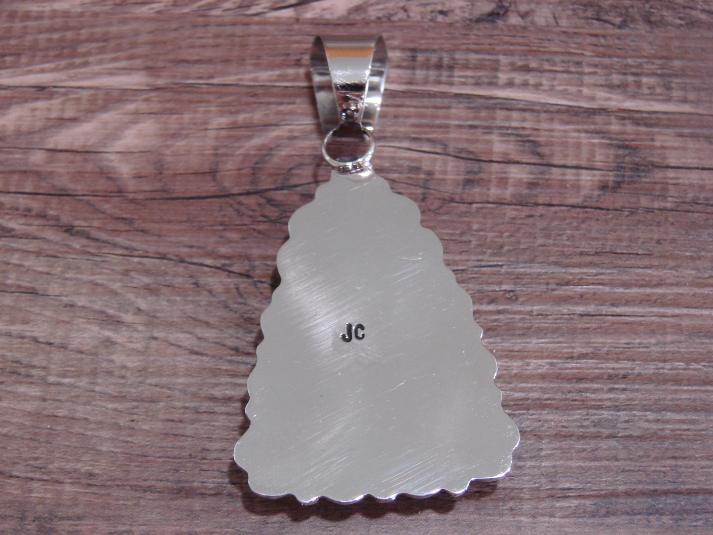 Large Navajo Indian Nickel Silver & Jasper Pendant by Cleveland