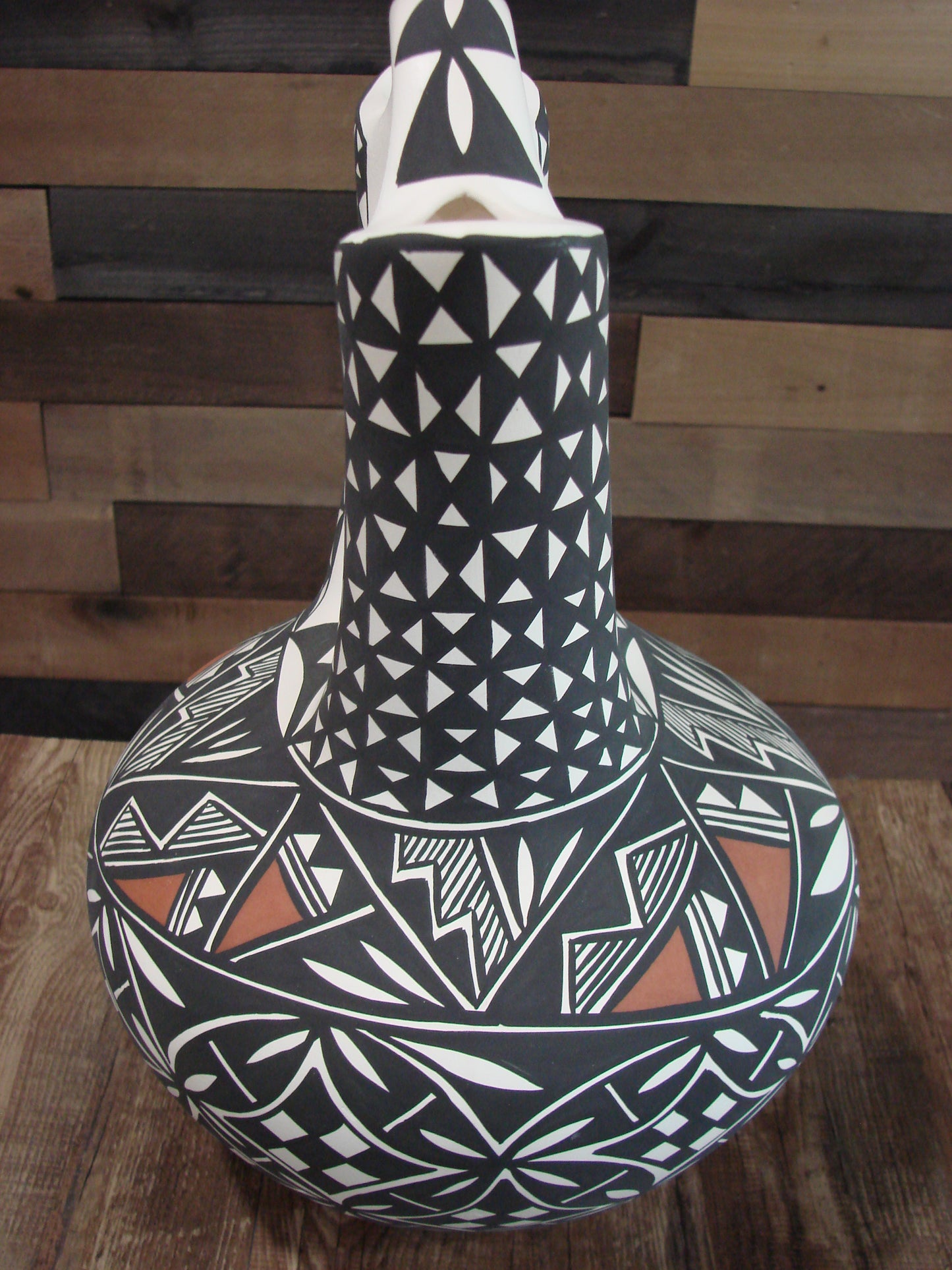Native American Acoma Pueblo Fine Line Hand Painted Wedding Vase by Concho
