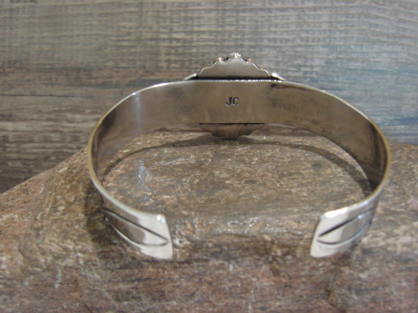 Navajo Indian Nickel Silver & Onyx Bracelet by Cleveland