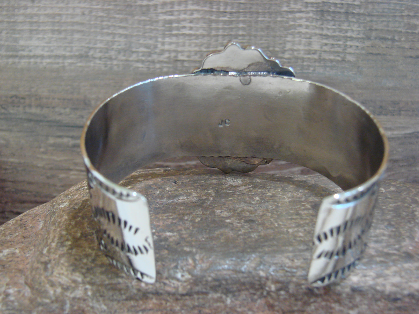 Native American Nickel Silver & Turquoise Bracelet by Cleveland