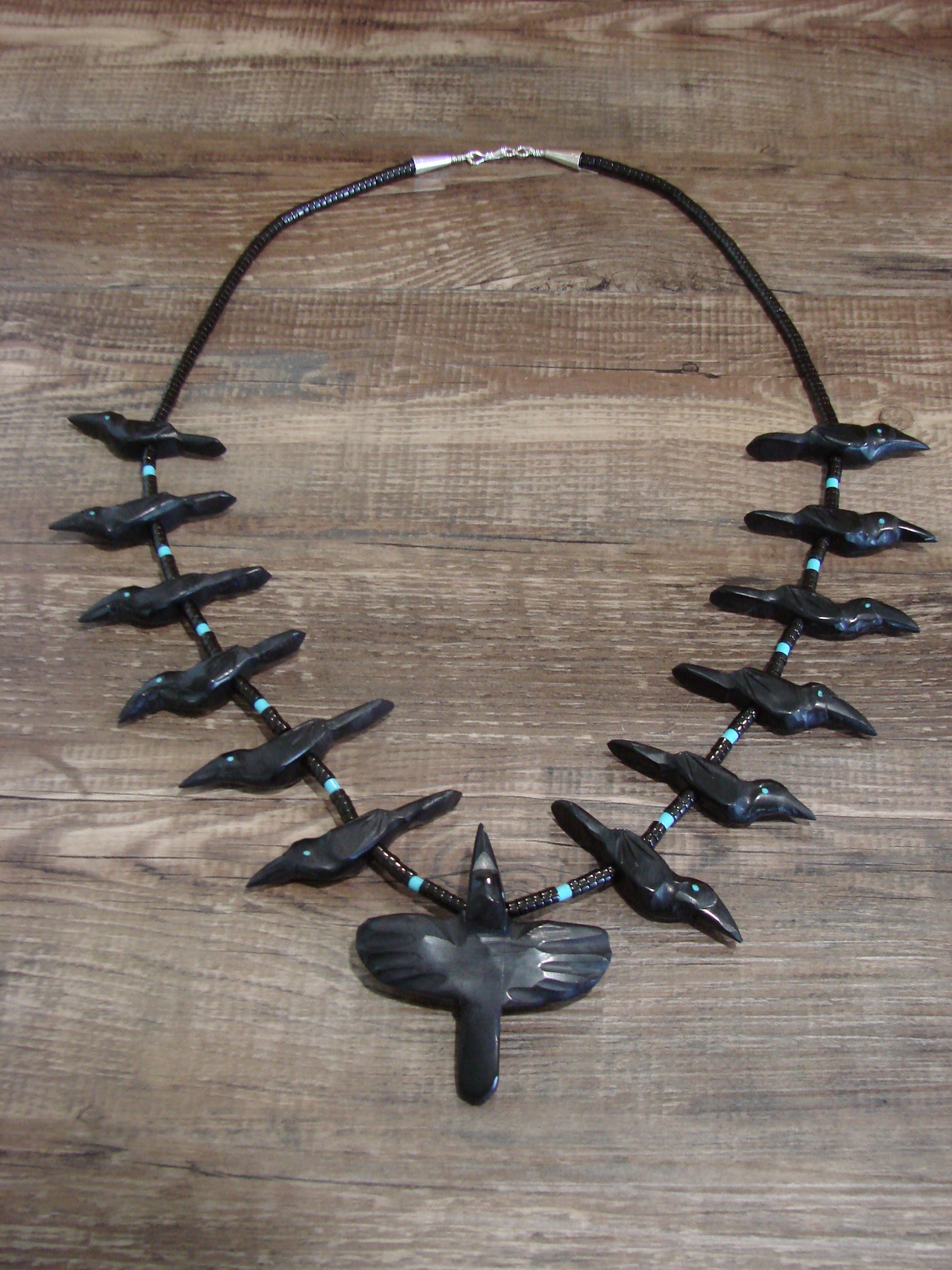 Hand Carved Jet Raven Fetish Necklace by Matt Mitchell