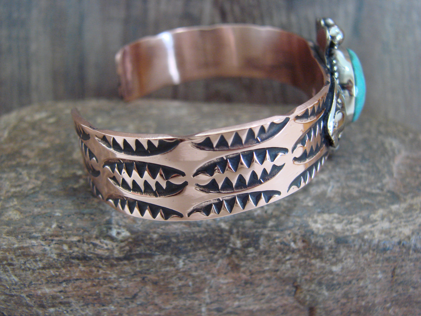 Native American Copper & Turquoise Bracelet by Cleveland