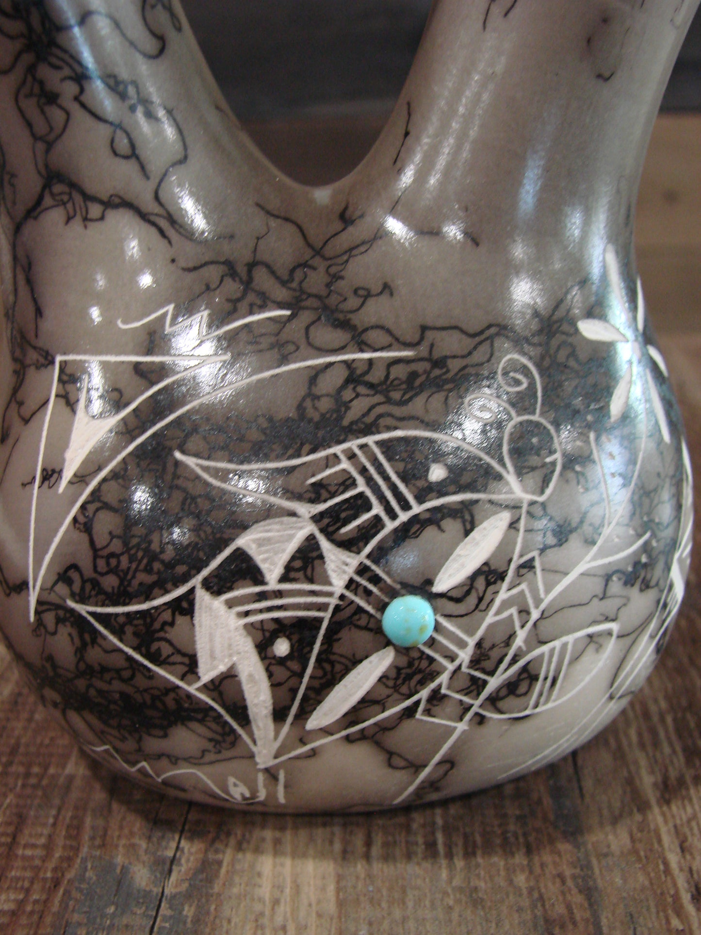 Native American Horse Hair Wedding Vase Pottery by Vail
