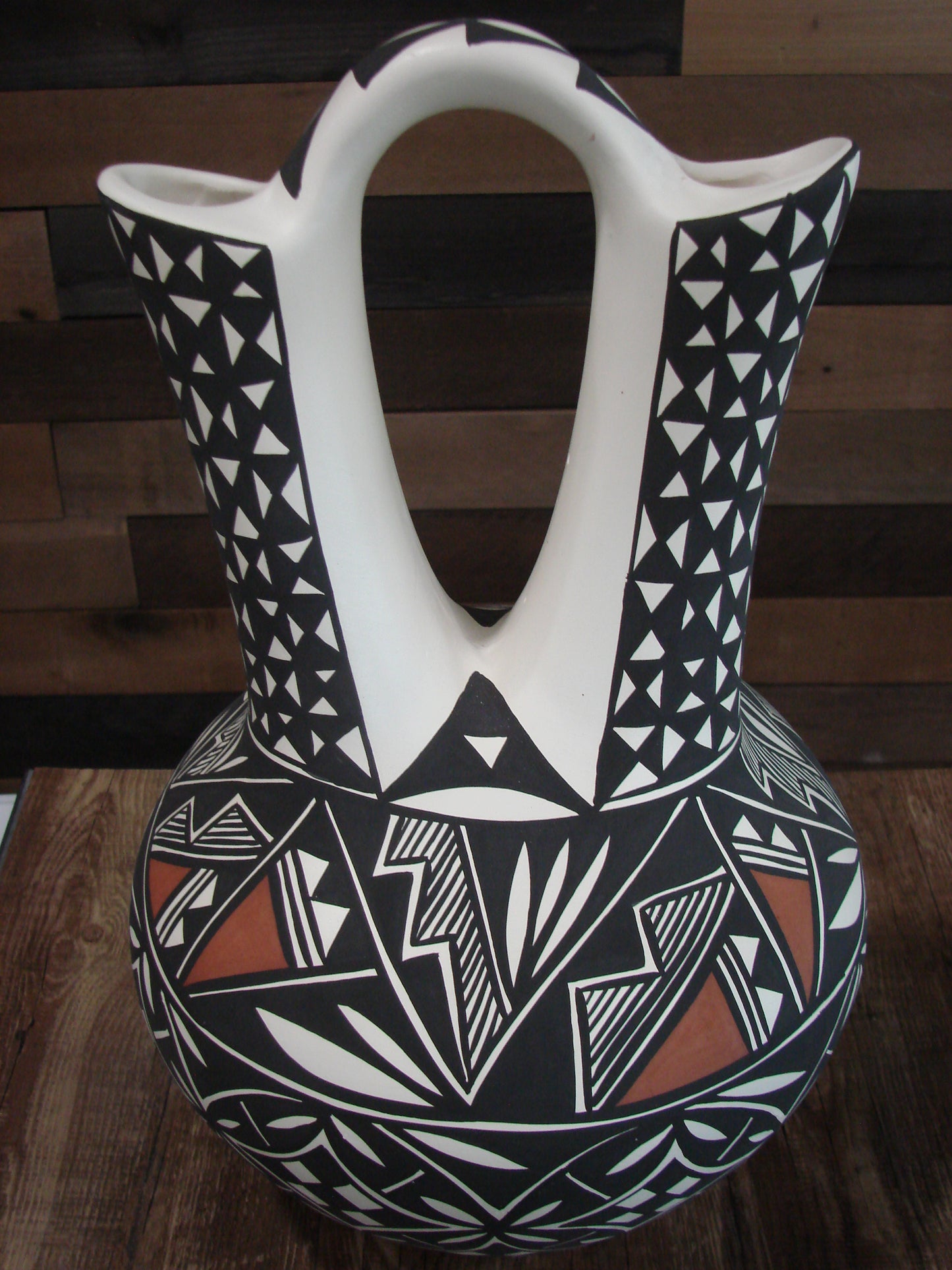 Native American Acoma Pueblo Fine Line Hand Painted Wedding Vase by Concho