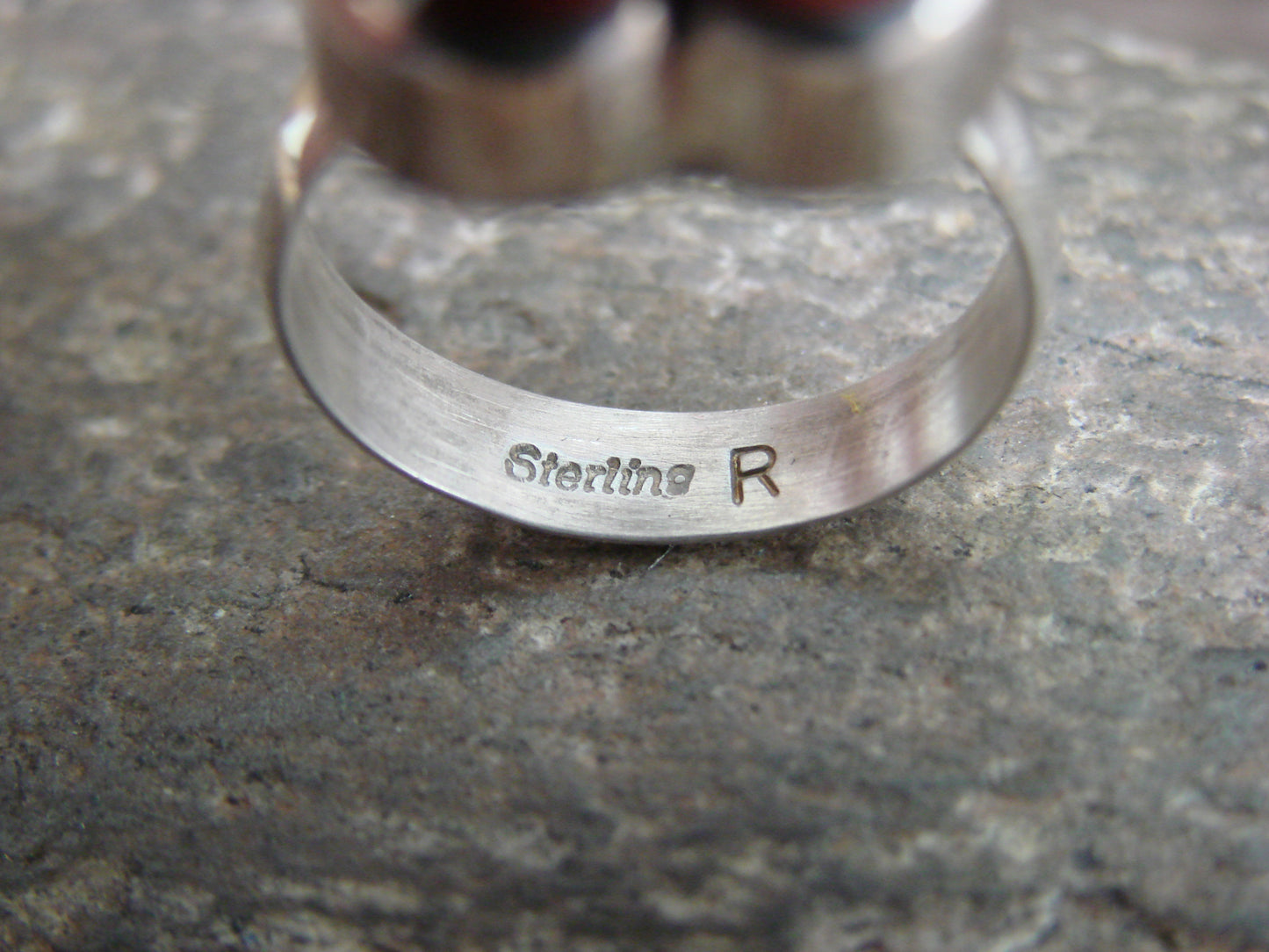 Native American Sterling Silver & Spiny Oyster Heart Ring by P. Smith - Size 7