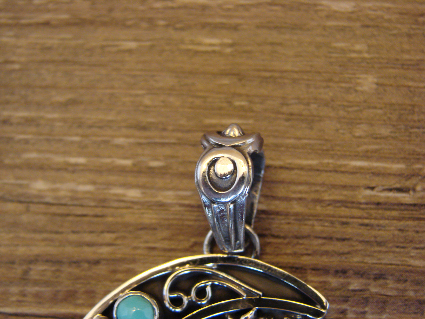 Native American Sterling Silver Turquoise Horse & Moon Pendant - Lewis