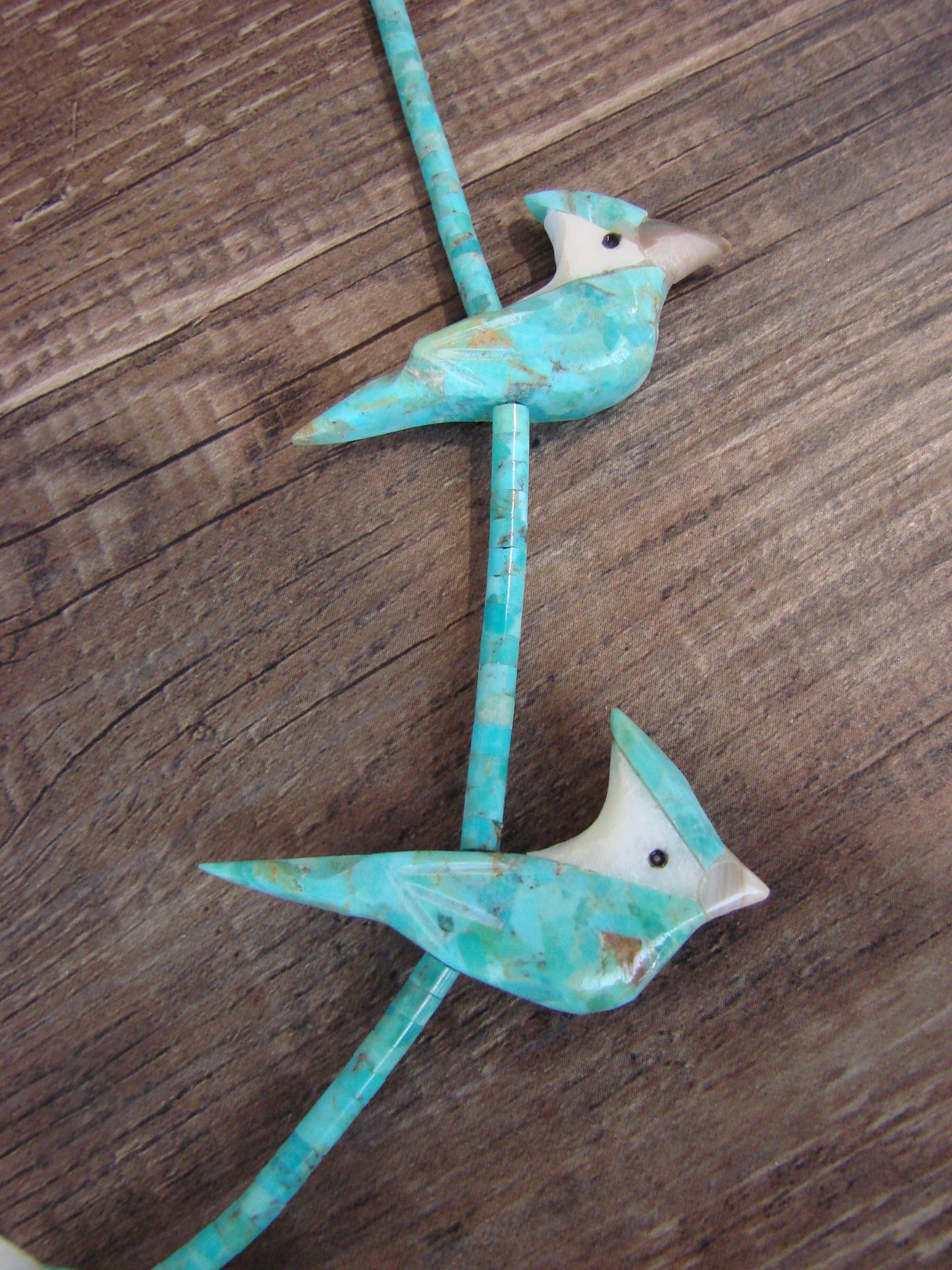 Hand Carved Turquoise Blue Jay Fetish Necklace - Matt Mitchell