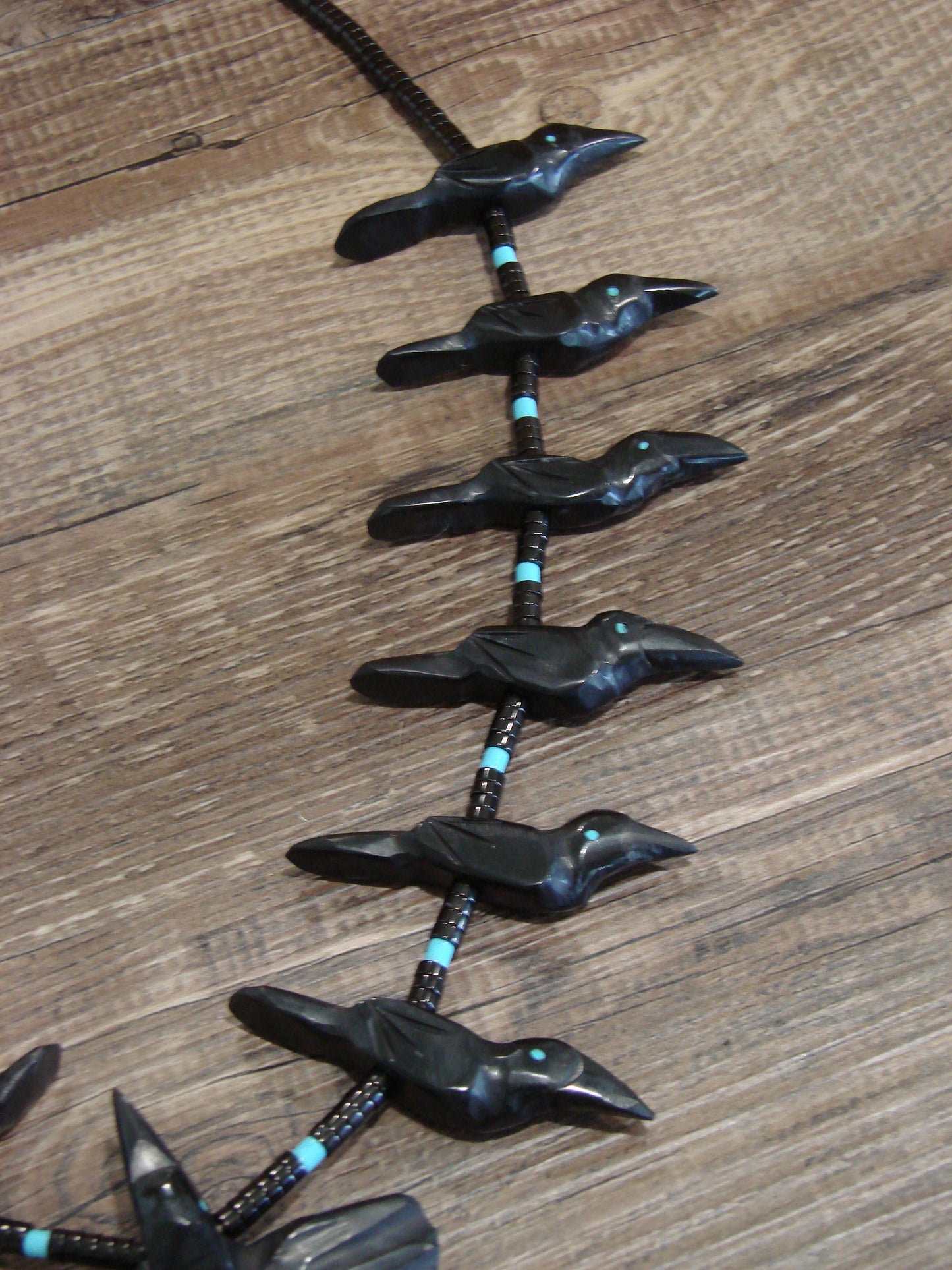 Hand Carved Jet Raven Fetish Necklace by Matt Mitchell