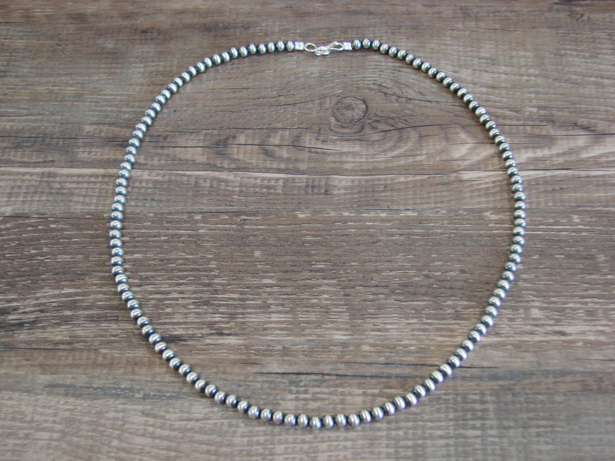 Native American Sterling Silver 4mm Navajo Pearl 18" Necklace Mariano