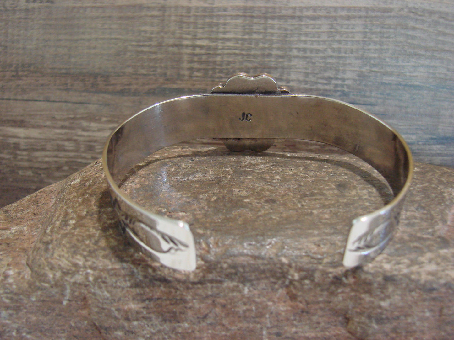 Navajo Indian Nickel Silver & Onyx Bracelet by Cleveland