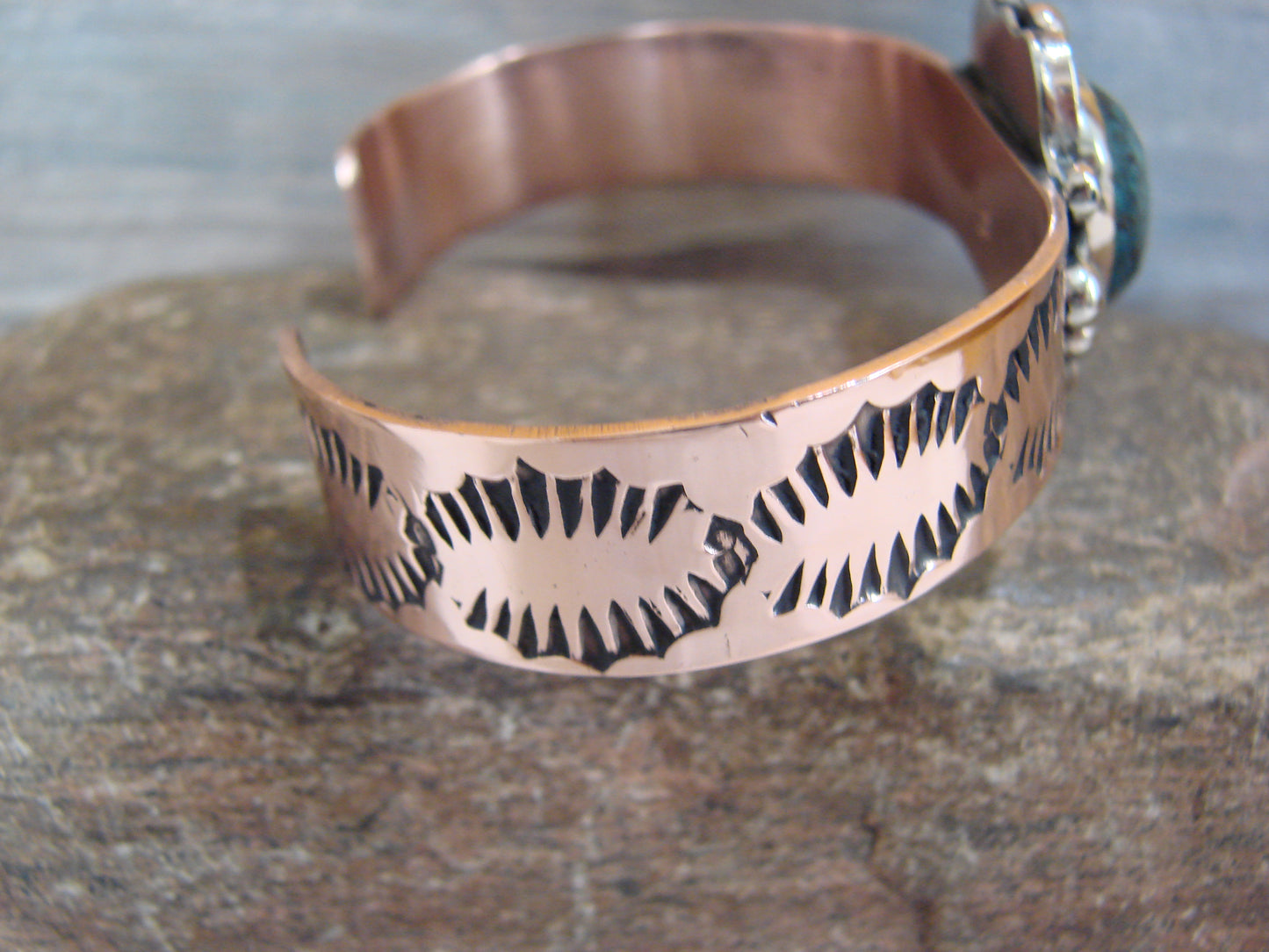 Native American Copper & Turquoise Bracelet by Cleveland