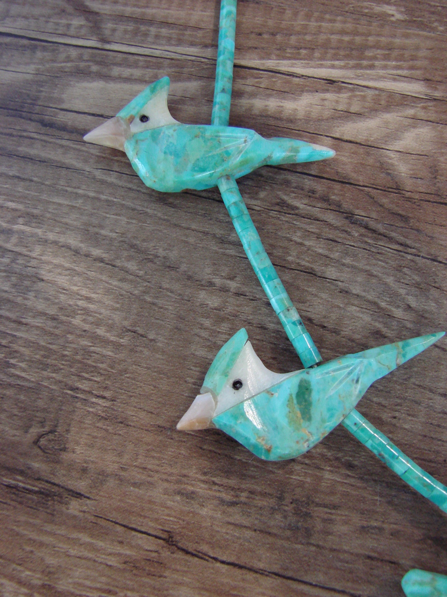 Hand Carved Turquoise Blue Jay Fetish Necklace - Matt Mitchell