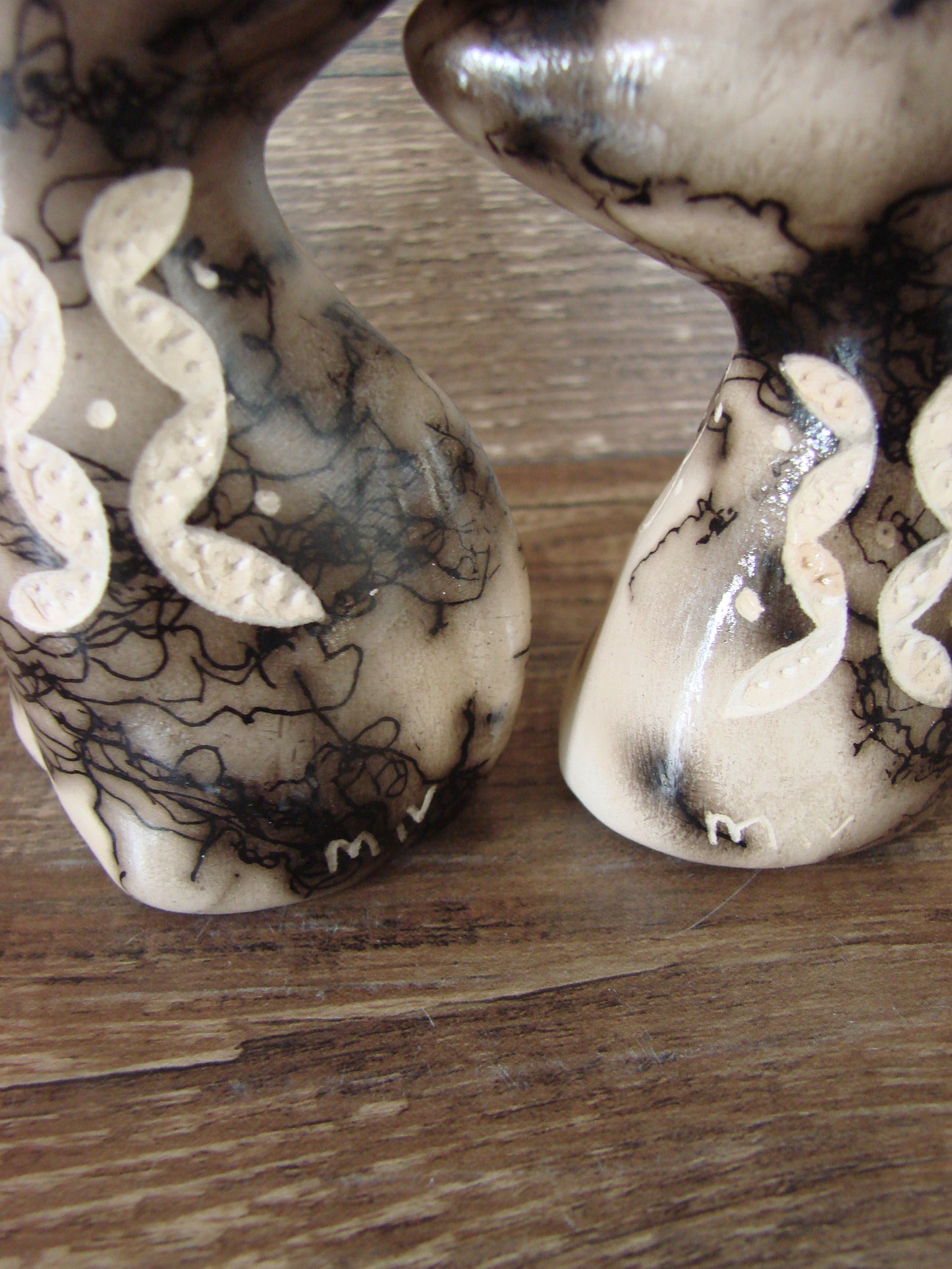 Native American Horse Hair Cat Pottery Set by Vail