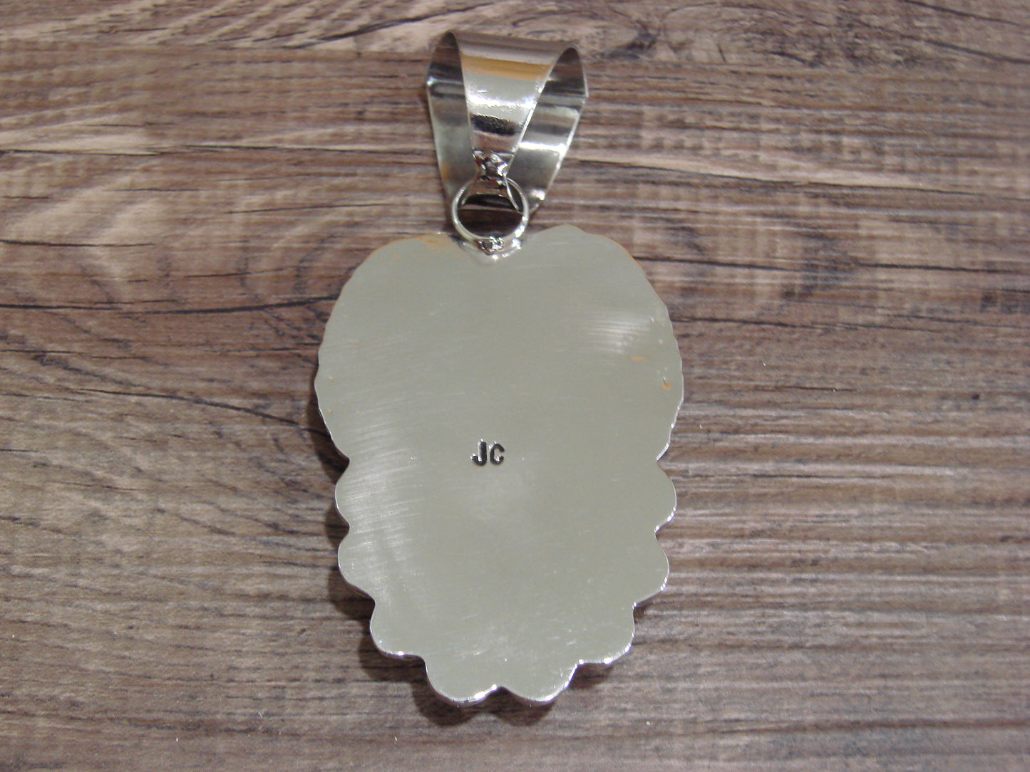Large Navajo Indian Nickel Silver & Jasper Pendant by Cleveland