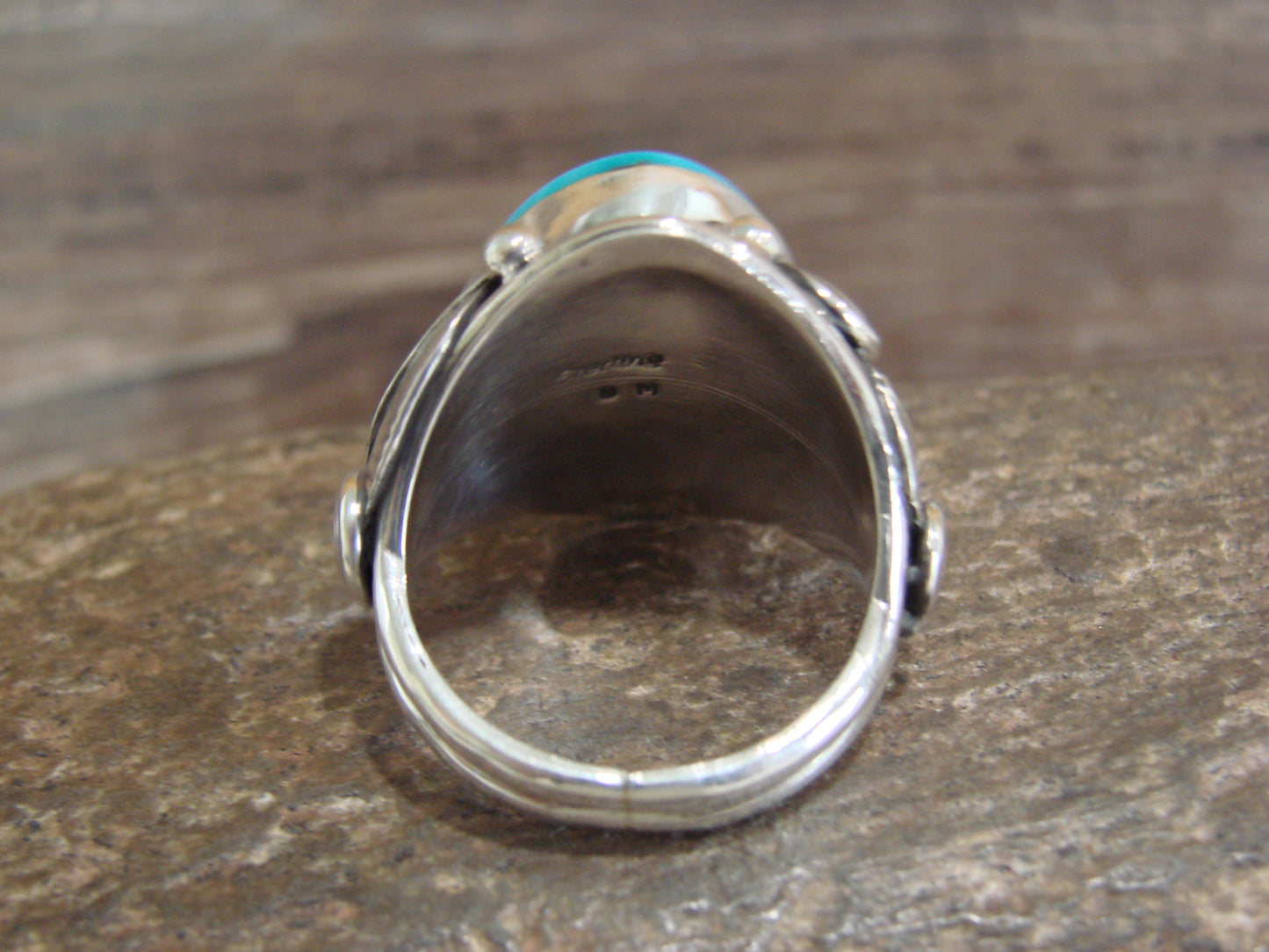 Native American Sterling Silver & Turquoise Ring - Morgan - Size 11.5