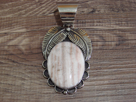 Large Navajo Indian Nickel Silver & Jasper Pendant by Cleveland