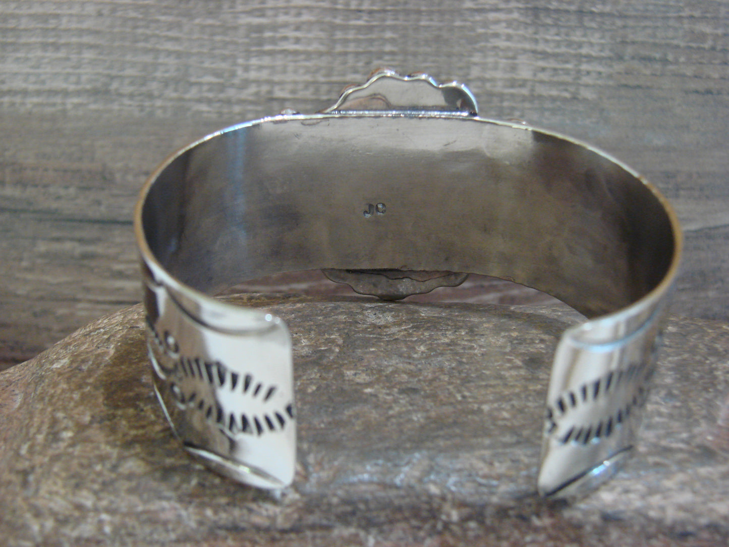 Native American Nickel Silver & Turquoise Bracelet by Cleveland