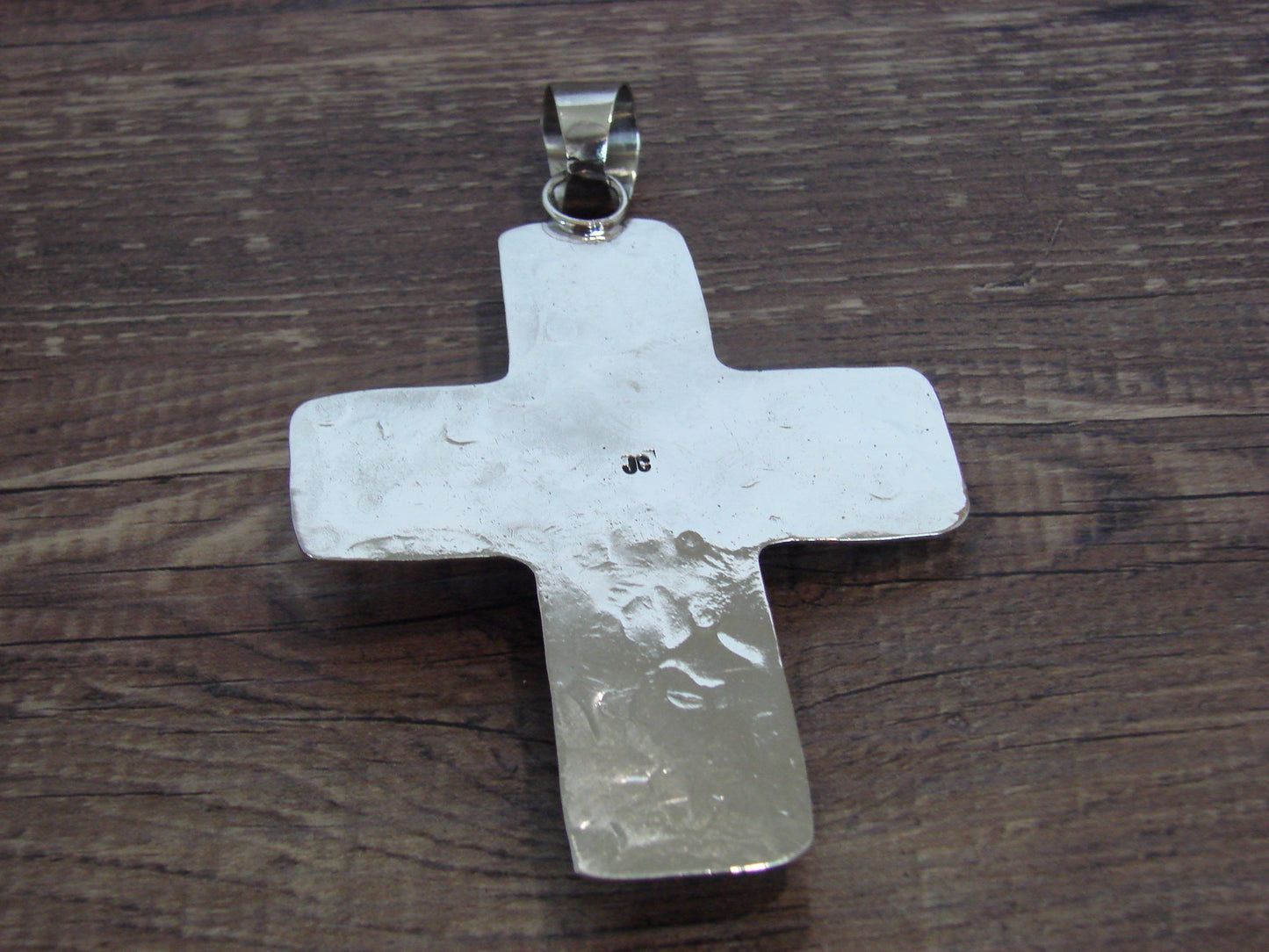 Large Native American Nickel Silver & Turquoise Cross Pendant - Cleveland