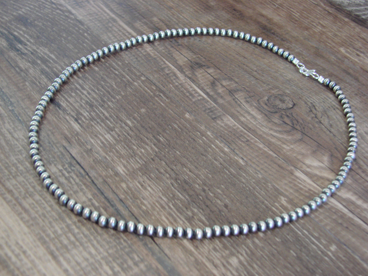 Native American Sterling Silver 4mm Navajo Pearl 18" Necklace Mariano