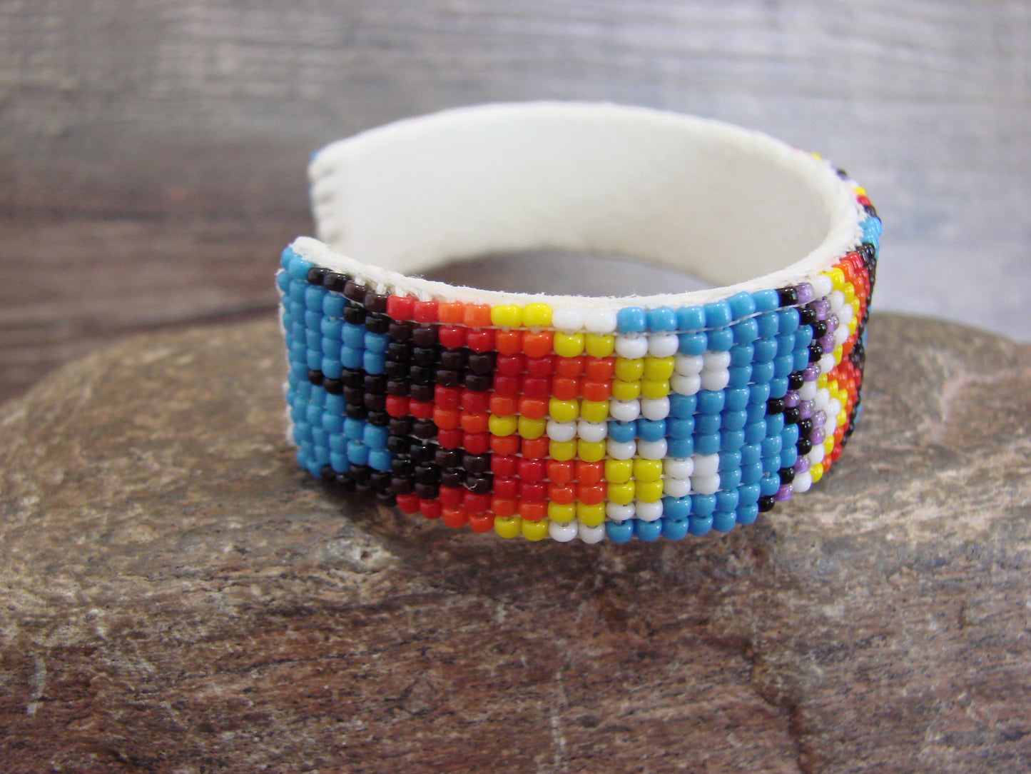 Native American Navajo Indian Hand Beaded 3/4" Bracelet by Cleveland