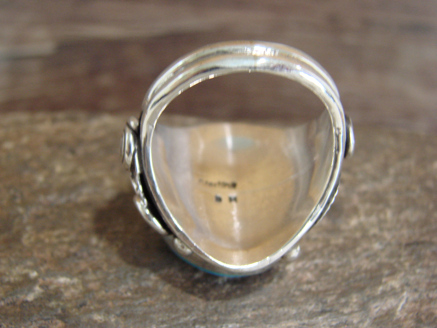 Native American Sterling Silver & Turquoise Ring - Morgan - Size 11.5