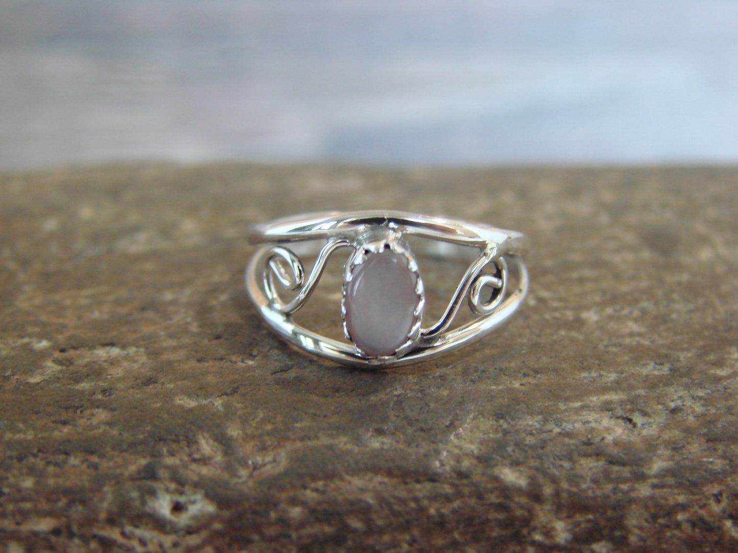Native American Sterling Silver & Pink Shell Ring Size 3.5 by Lincoln