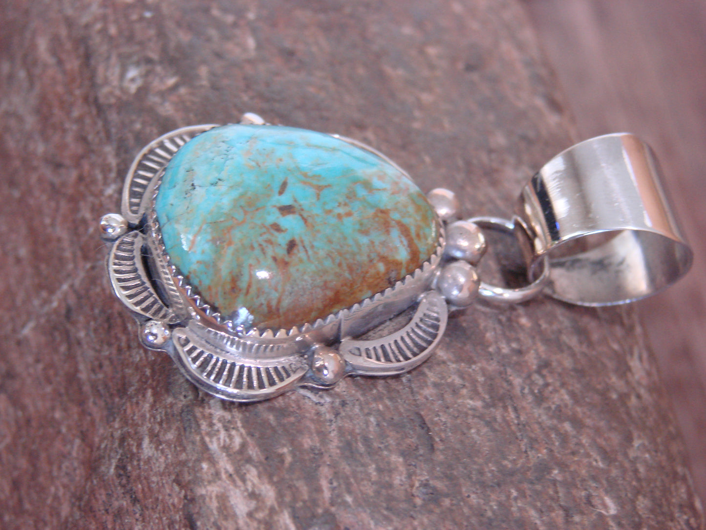 Native American Sterling Silver & Turquoise Pendant - Cleveland