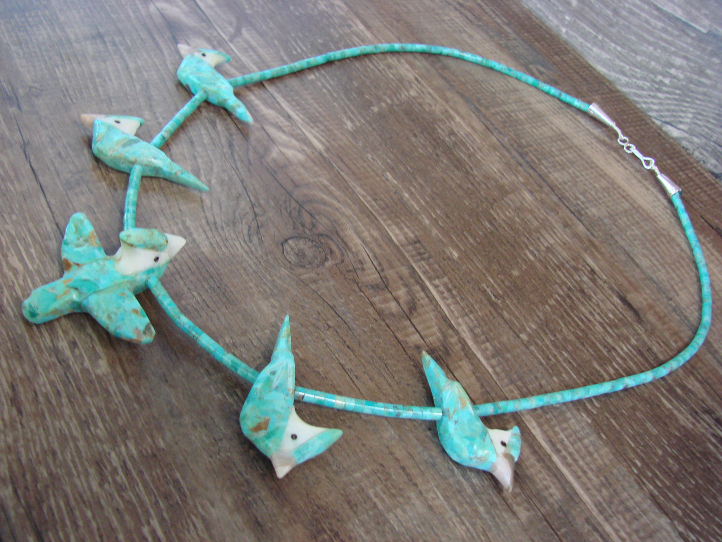 Hand Carved Turquoise Blue Jay Fetish Necklace - Matt Mitchell