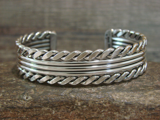 Native American 1/2" Navajo Indian Sterling Silver Bracelet Cuff - Tahe