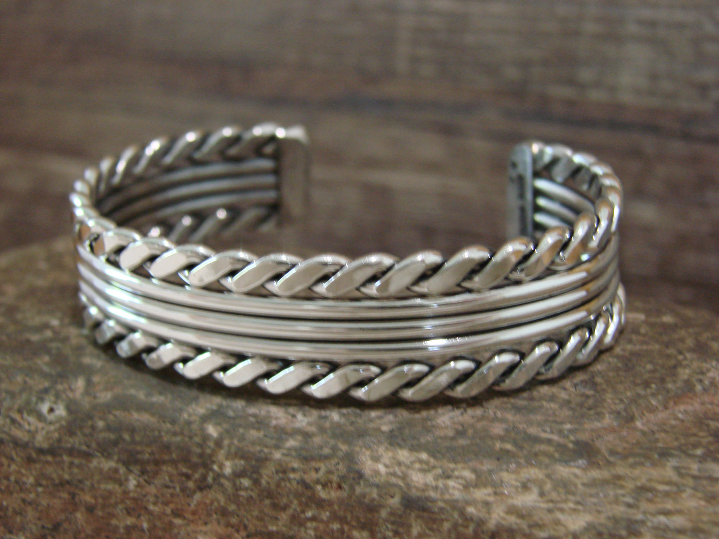 Native American 1/2" Navajo Indian Sterling Silver Bracelet Cuff - Tahe