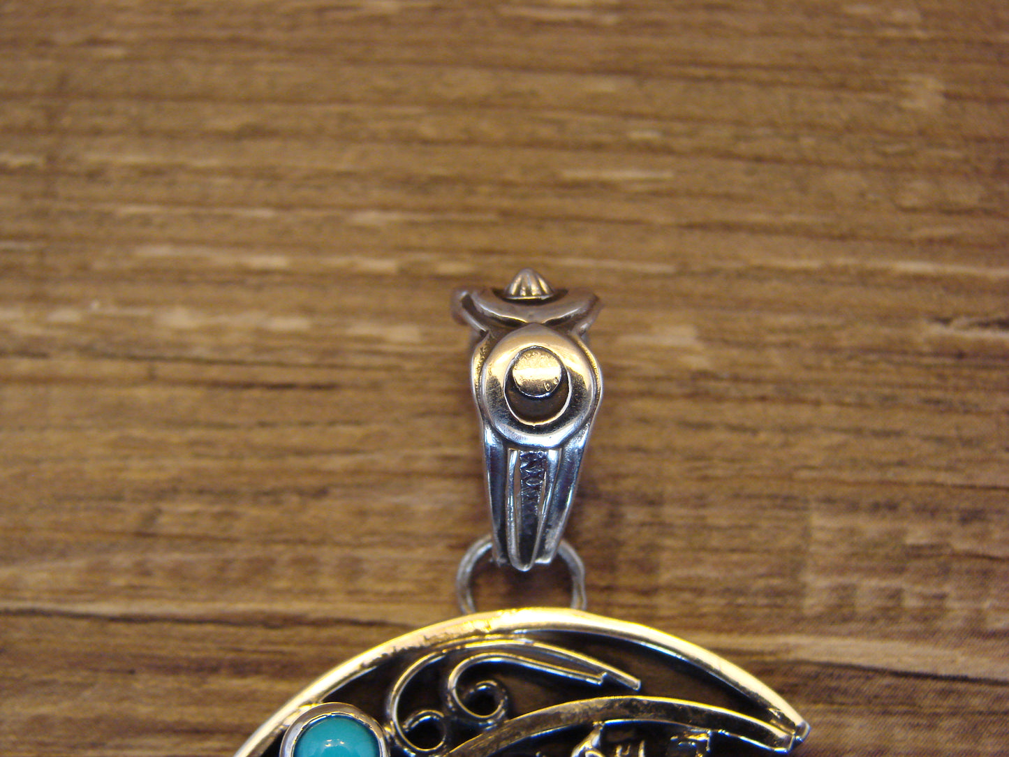 Native American Sterling Silver Turquoise Horse & Moon Pendant - Lewis