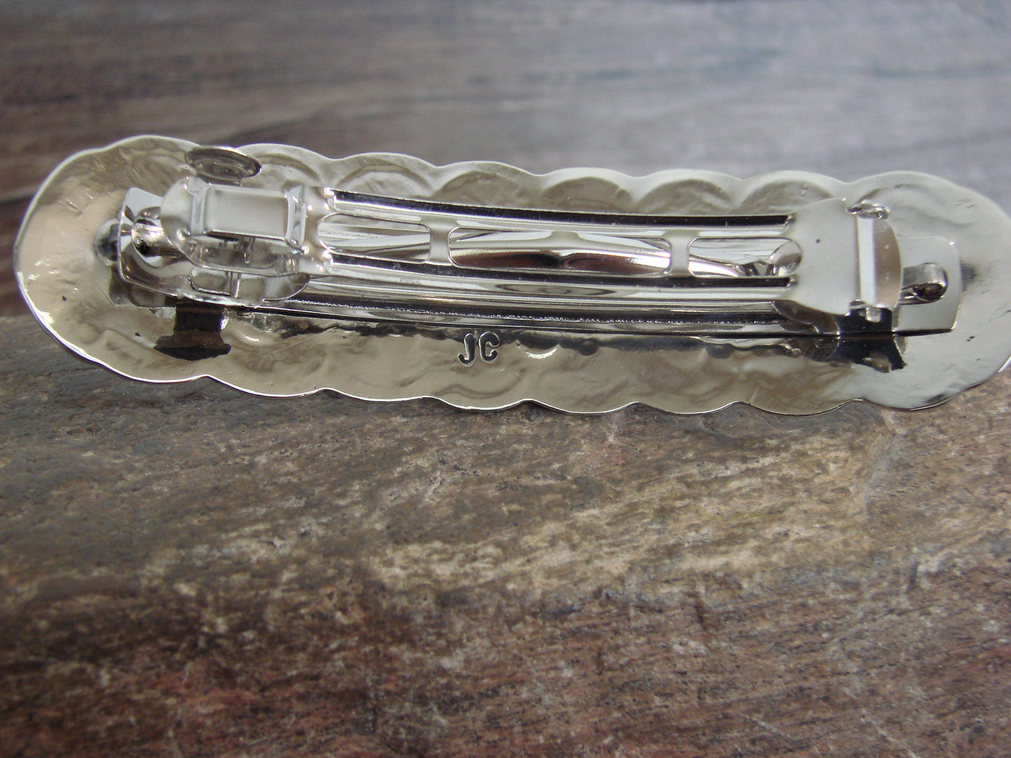 Native American Nickel Silver & Turquoise Hair Barrette by Cleveland