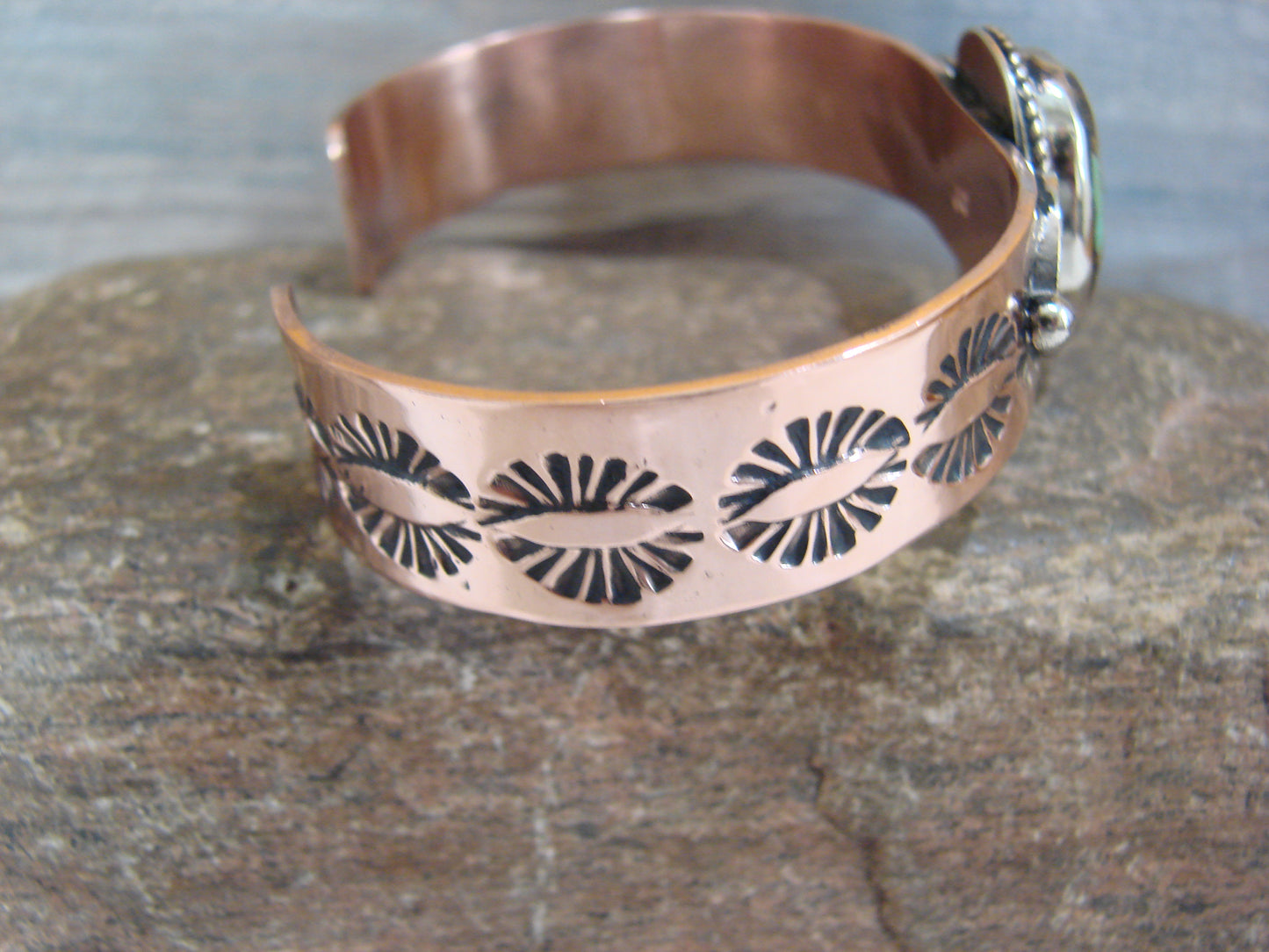 Native American Copper & Turquoise Bracelet by Cleveland