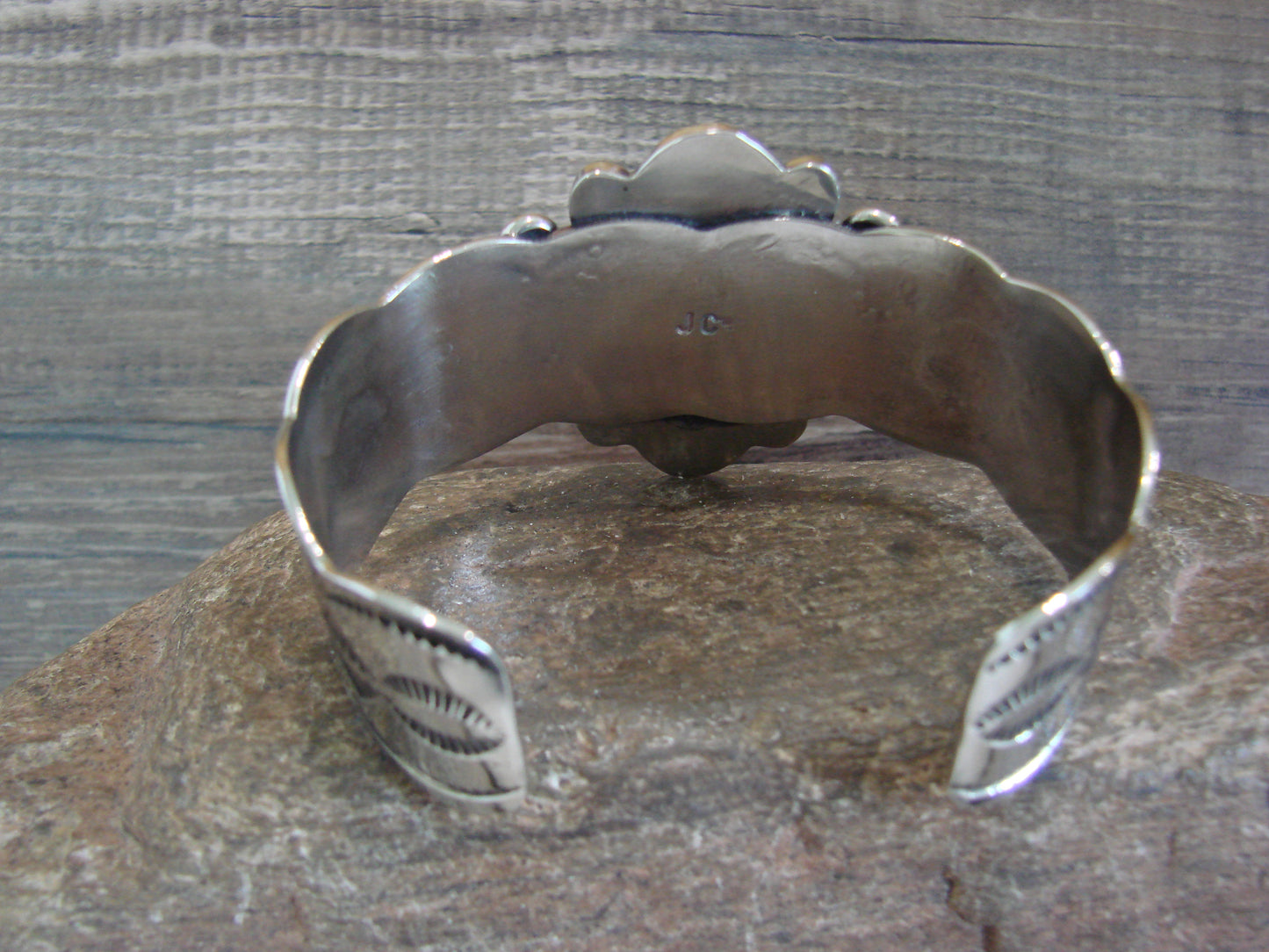 Navajo Indian Nickel Silver & Onyx Bracelet by Cleveland